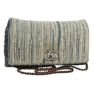 CHANEL Matelasse Chain Shoulder Bag Denim Blue CC